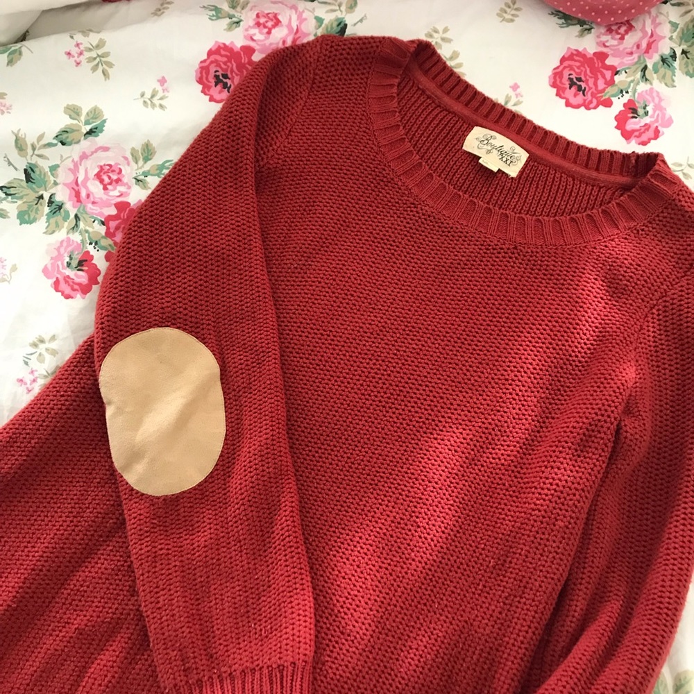 F21 Knit Sweater with Faux-Suede Elbow Patch